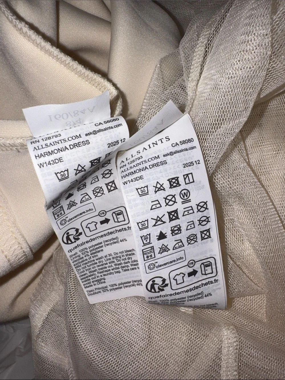 NEW AllSaints Harmonia Mesh Maxi Tofu white Dress SZ 4